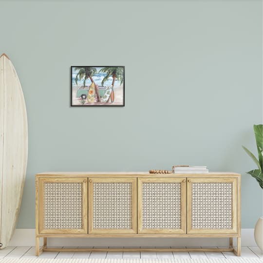 Stupell Industries Summer Waves Tropical Van Surfboards Framed Giclee Art